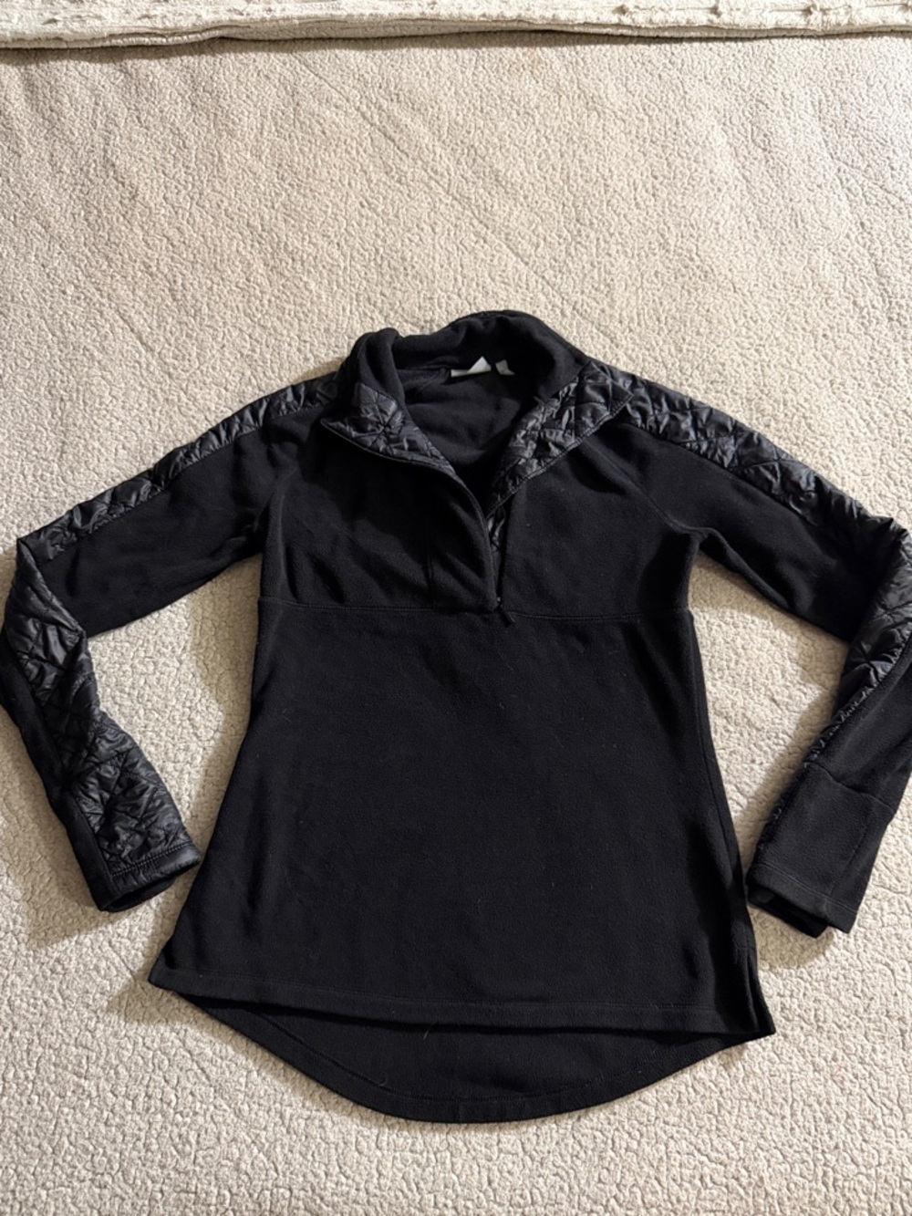 Athleta Black Quilted-Accent Half-Zip Pullover Size XS